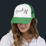 Drunk AF Charcoal Logo Unisex  Trucker Hat<br><div class="desc">Drunk AF Unisex trucker hat - the logo can be moved around if needed, and you can add text to personalise. We recommend something like a wedding hashtag! We love everything about this collection: pink, green, and black colour palette, relaxed and fun typography, and the perfect Summertime graphics to set...</div>