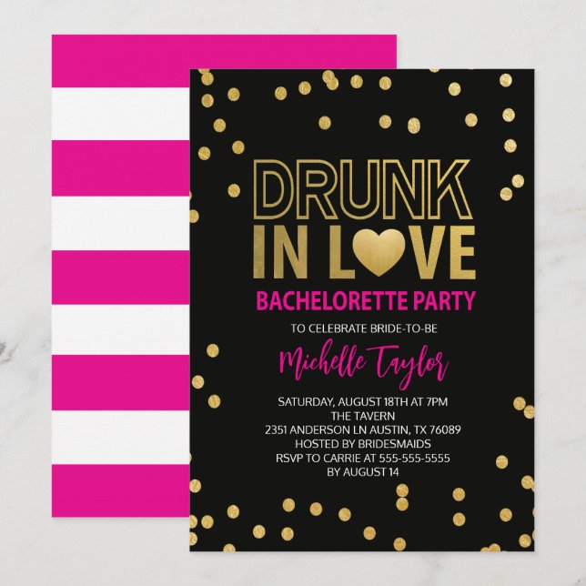 Drunk Bachelorette Invitation (Front/Back)