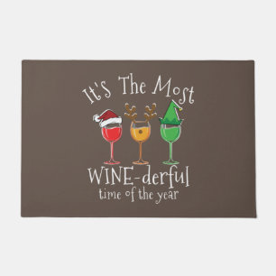 Drunk Christmas Wine Shirt Xmas Alcohol Pajama PJ Doormat