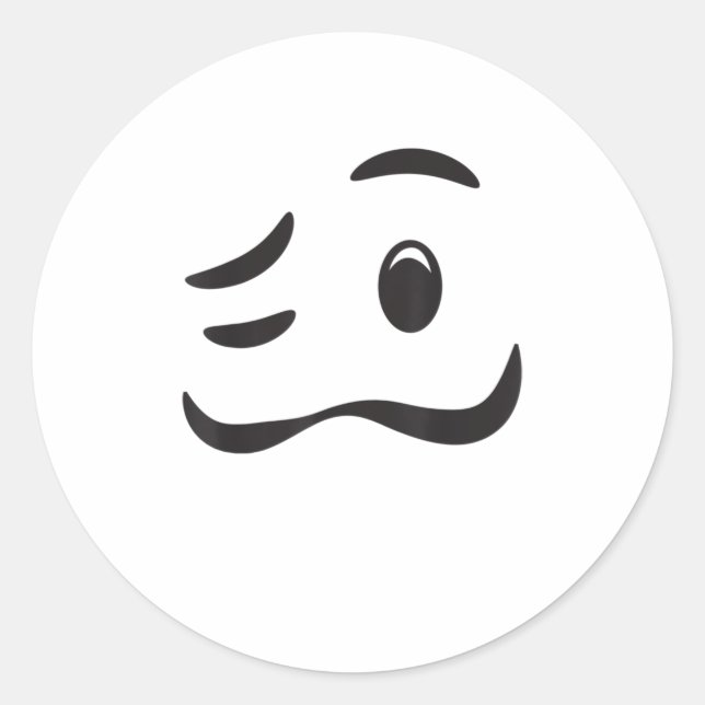 Drunk Crumpled Mouth Woozy Face Halloween Em Classic Round Sticker (Front)