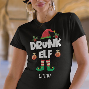 Drunk elf family matching christmas name T-Shirt