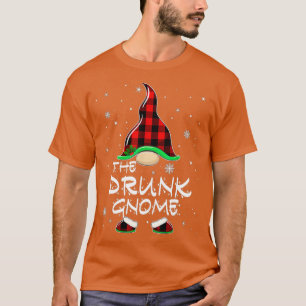 Drunk Gnome Buffalo Plaid Matching Family Christma T-Shirt