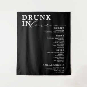 Drunk In Love Black White Wedding Bar Menu Sign Ta Tapestry