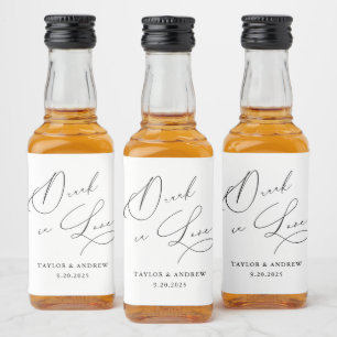 Drunk In Love Black & White Wedding Wine Bottle Liquor Bottle Label