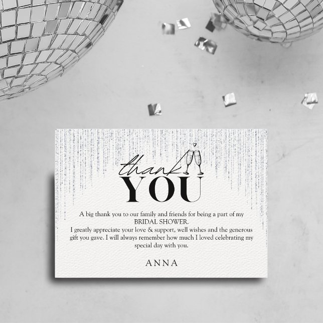 Drunk in Love Bridal Shower Glitter Thank You Card (Creator Uploaded)