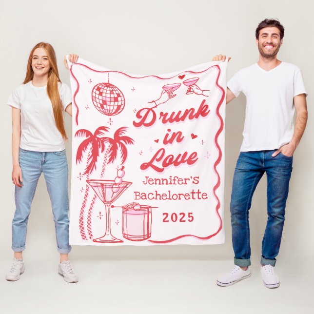 Drunk in Love Cocktail Bachelorette Party Fleece Blanket (In Situ)