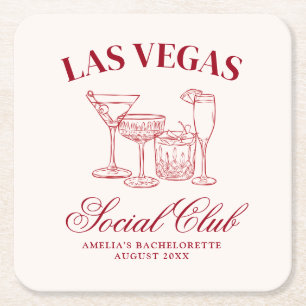 Drunk In Love Cocktails Bachelorette Social Club Square Paper Coaster