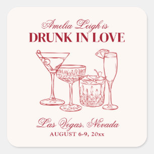 Drunk In Love Cocktails Bachelorette Weekend Square Sticker