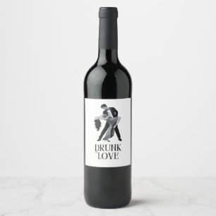 Drunk in Love Design Dancing Couple Bridal Wine Label