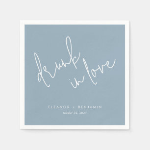 Drunk in Love Dusty Blue Wedding Napkins