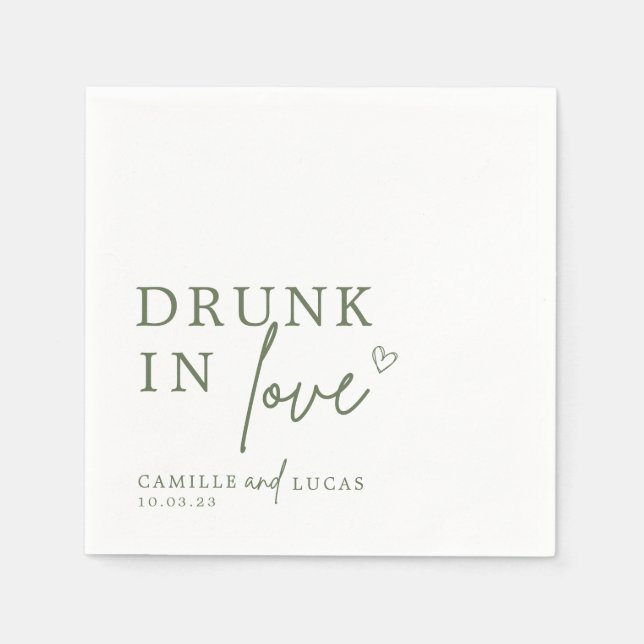 Drunk In Love Forest Green Personalised Napkins (Front)