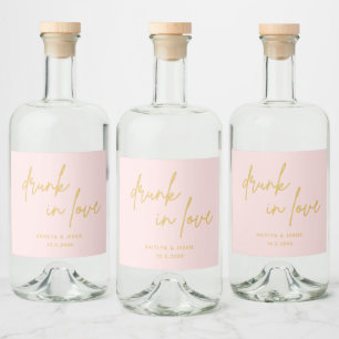 Drunk in Love Minimalist Pink Wedding Favour Liquor Bottle Label