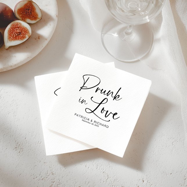 Drunk In Love Modern Calligraphy Wedding  Napkin (Creator Uploaded)