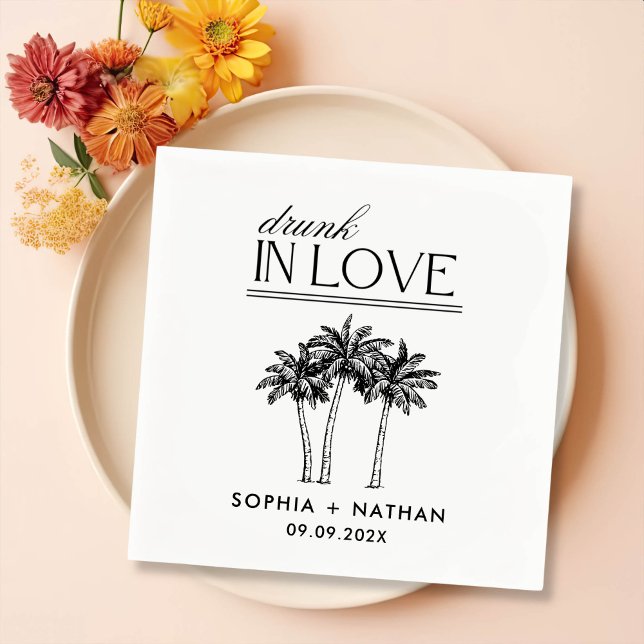 Drunk In Love Personalised Beach Wedding Napkin (Creator Uploaded)