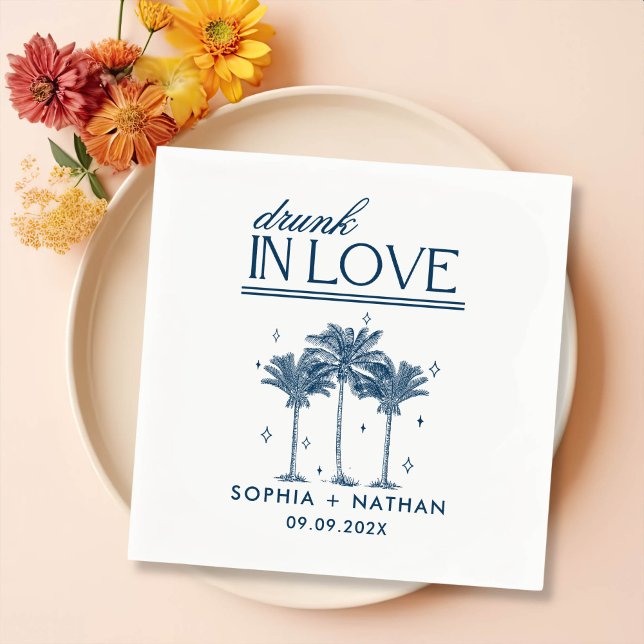 Drunk In Love Personalised Beach Wedding Napkin (Creator Uploaded)