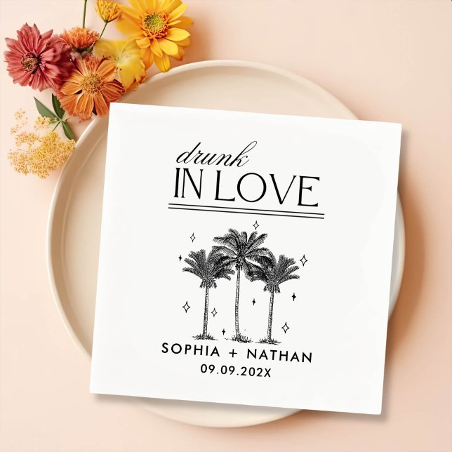 Drunk In Love Personalised Beach Wedding Napkin (Creator Uploaded)