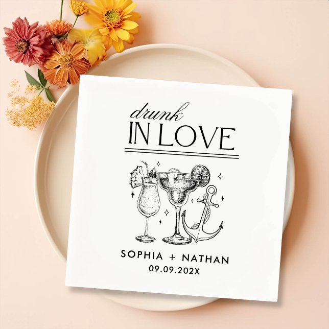 Drunk In Love Personalised Beach Wedding Napkins (Creator Uploaded)
