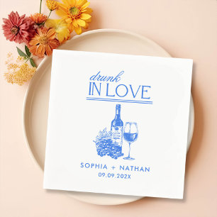 Drunk In Love Personalised Wine Cocktail Wedding Napkin