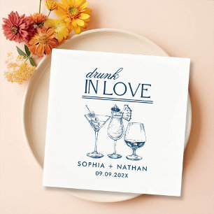 Drunk In Love Personalised Wine Glasses Wedding Napkin