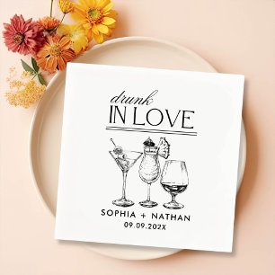 Drunk In Love Personalised Wine Glasses Wedding Napkin