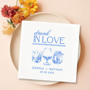Drunk In Love Personalised Wine Glasses Wedding Napkin