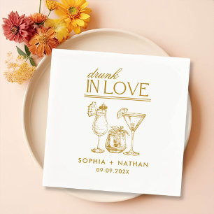 Drunk In Love Personalised Wine Glasses Wedding Napkin