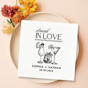 Drunk In Love Personalised Wine Glasses Wedding Napkin