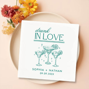Drunk In Love Personalised Wine Glasses Wedding Napkin