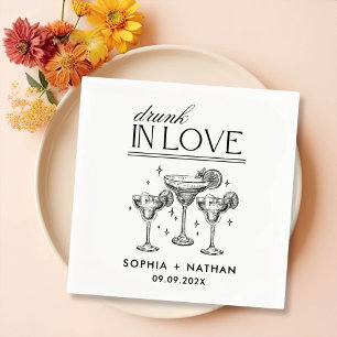 Drunk In Love Personalised Wine Glasses Wedding Napkin