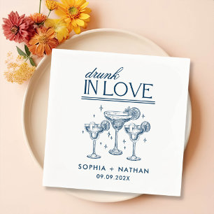 Drunk In Love Personalised Wine Glasses Wedding Napkin