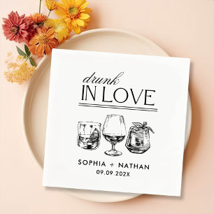 Drunk In Love Personalised Wine Glasses Wedding Napkin