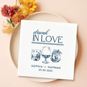 Drunk In Love Personalised Wine Glasses Wedding Napkin