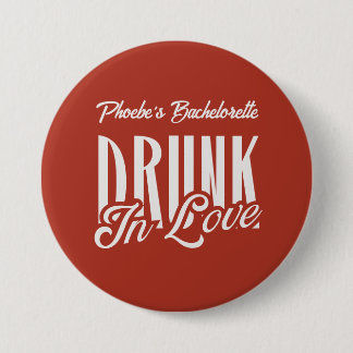 Drunk in Love Red Custom Name Bachelorette Retro 7.5 Cm Round Badge