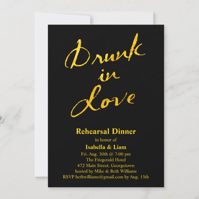 Drunk in Love Rehearsal Dinner Invitation (Front)