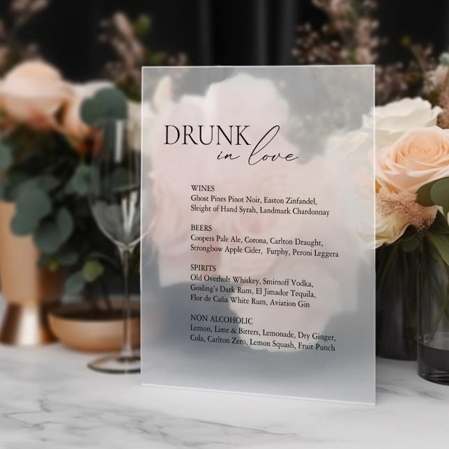 Drunk In Love Wedding Bar Menu Mirror Decal Sign (Creator Uploaded)