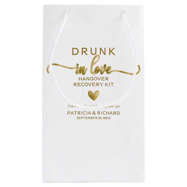 Drunk In Love Wedding Hangover Kit Small Gift Bag (Back)