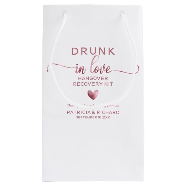Drunk In Love Wedding Hangover Kit Small Gift Bag (Back)