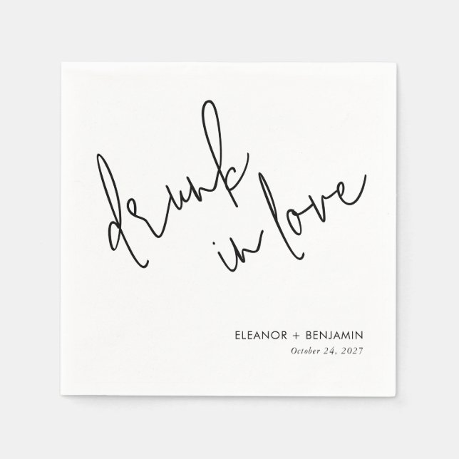 Drunk in Love Wedding Napkins Minimalist (Front)