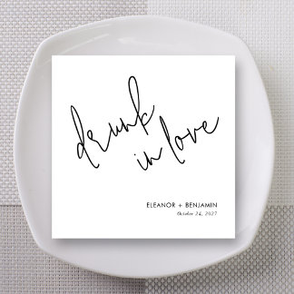 Drunk in Love Wedding Napkins Minimalist