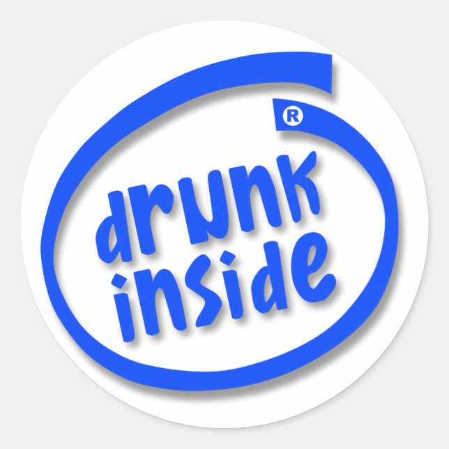 Drunk Inside Classic Round Sticker (Front)
