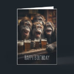 Drunk Monkeys Drinking Beer in the Pub Funny Adult Card<br><div class="desc">A funny monkey themed Birthday card,  featuring drunk monkeys drinking beer in the pub. Personalise by editing the Birthday Card with your own message.</div>