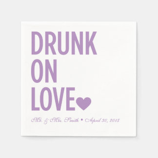 Drunk on Love Wedding Napkins Lavender