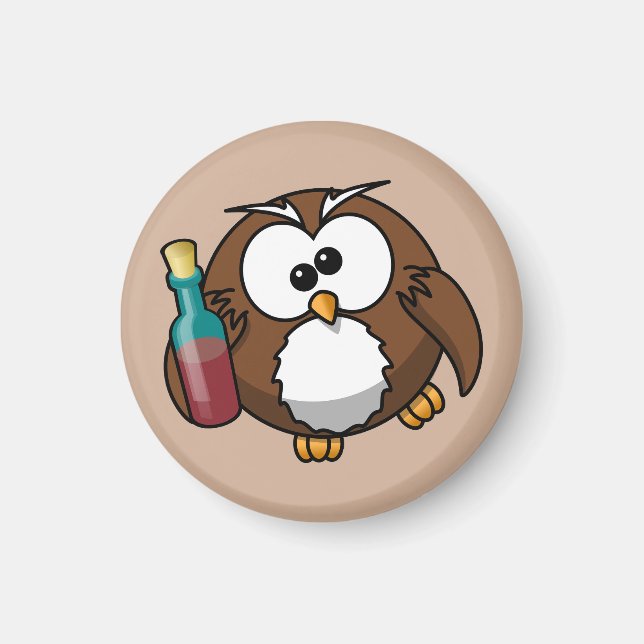 Drunk Owl Magnet (Front)