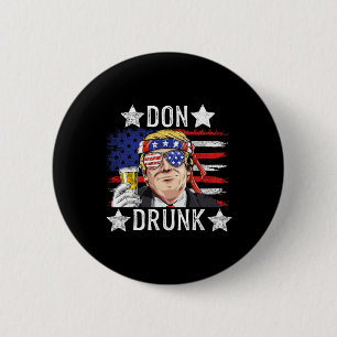 Drunk Patriotic Vintage 4th Of July Flag Funny  6 Cm Round Badge