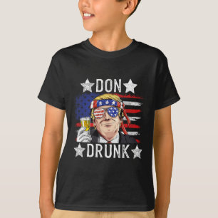 Drunk Patriotic Vintage 4th Of July Flag Funny  T-Shirt