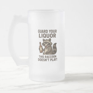 Drunk Raccoon Frosted Glass Beer Mug