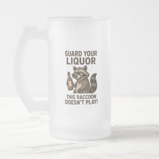 Drunk Racoon Frosted Glass Beer Mug