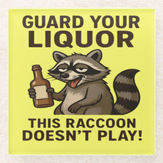 Drunk Racoon Glass Coaster