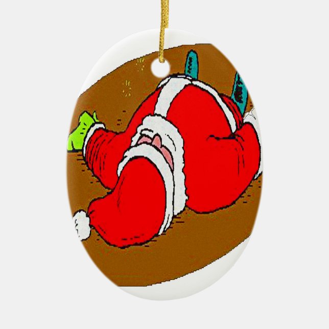 DRUNK SANTA CERAMIC TREE DECORATION (Front)