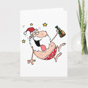 Drunk Santa Claus Holiday Card